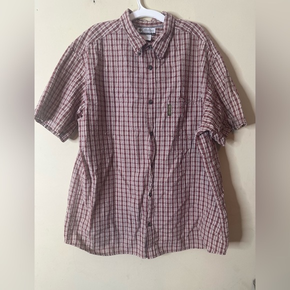 Columbia Mens  Short Sleeve Seer Sucker Red Plaid  Shirt Size XXL H - Picture 1 of 6